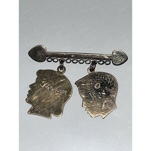 Vintage Mother Brooch Dangling Boy Girl Charms Robin Wes Gold Tone Pin